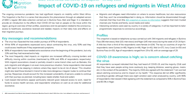 Impact of COVID-19 on refugees and migrants in West Africa