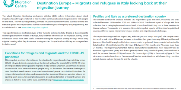 Destination Europe – migrants and refugees in Italy looking back at their migration journey