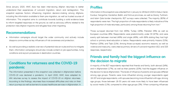 The decision to migrate among Afghans – access to information and key influencers