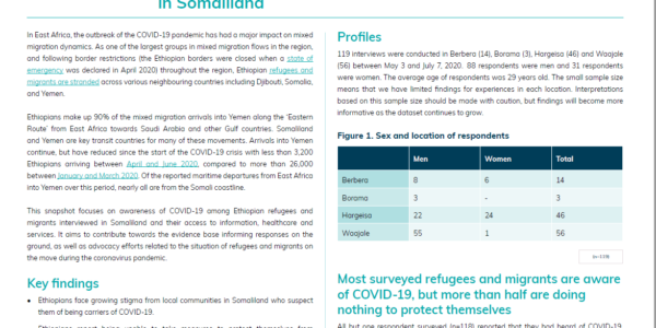 The impact of COVID-19 on Ethiopian refugees and migrants in Somaliland