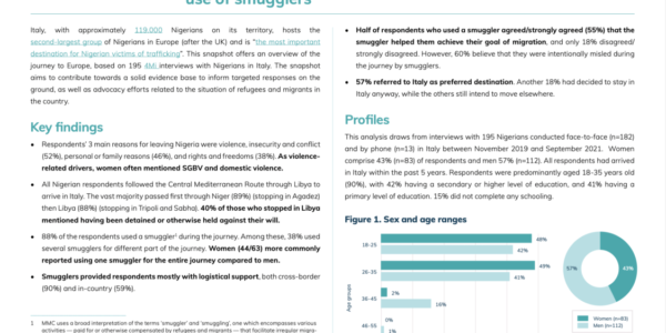 The journey towards Italy for Nigerians: drivers, routes and use of smugglers