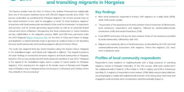 Interactions between local communities and transiting migrants in Hargeisa