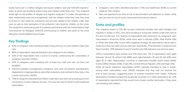 Profiles and needs of caregivers and children on the move in Sudan