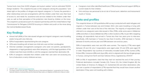 Profiles and needs of caregivers and children on the move in Tunisia