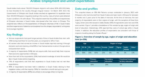 Experiences of Ethiopian returnees in Saudi Arabia